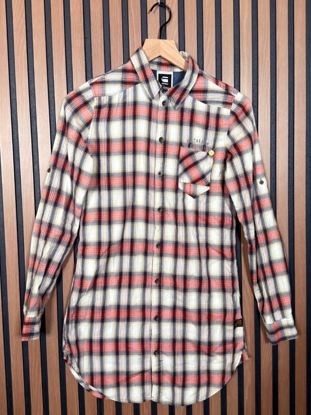 G-Star Raw Shirt Small Womens Red Legion Straight Check Plaid Button Up